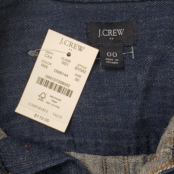 J. Crew Factory Denim Utility Mini Dress in Blue Rinse Size 00 Belted Casual NWT - Picture 2 of 16